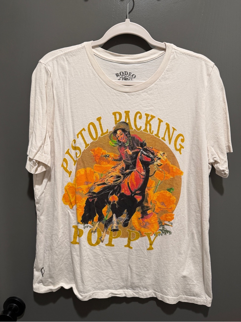 Rodeo Quincy Pistol Packing Poppy Graphic Tee - Cream